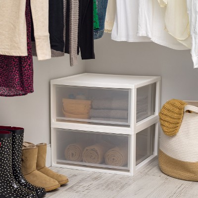 IRIS USA 47 Qt. Extra-Large Stackable Storage Drawer Plastic Drawer Organizer with Clear Doors, for Pantry Bedroom Closet Kitchen Under-Sink Home and