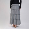 Women's Elastic Waist Check Tiered Ruffle Hem Maxi Skirt - Wild Fable™ Black - 2 of 4