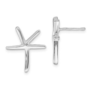 Black Bow Jewelry Polished Pencil Starfish Post Earrings in Sterling Silver - 1 of 4