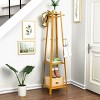 Artloge 3 Tier Free Standing Garment Organizer Natural Bamboo Coat Rack Corner Tall Garment Rack with 8 Hooks for Bedroom Living Room Entryway - 3 of 4