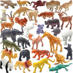 32-Piece Mini Wild Animal Figurines Set, Realistic Plastic Zoo and Safari Toys for Educational Play and Party Favors - 1 of 4