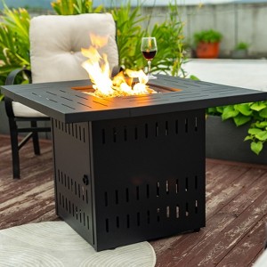 Christopher Knight Home Karen Outdoor 34" Steel Fire Pit Table with 50,000 BTU and Steel Lid - 1 of 4