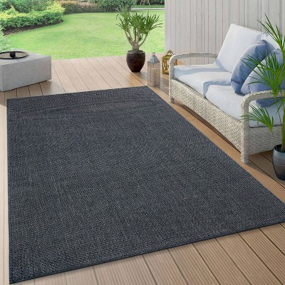 Contemporary Blue Synthetic 5' x 7' Flatweave Area Rug
