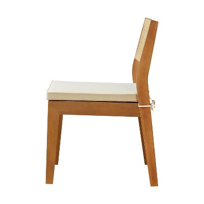Barton Natural Eucalyptus Wood Stackable Dining Chairs with Cushions - Set of 2