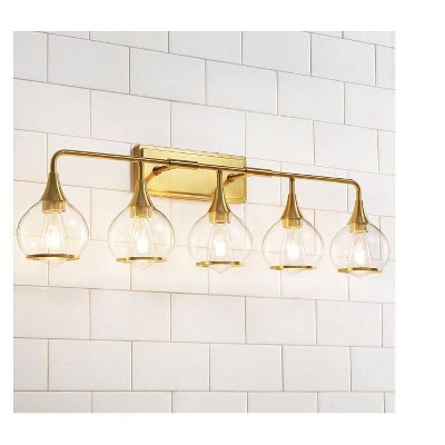 KAISITE 2 - Light Black and Gold Dimmable Bathroom Vanity Light with Globe Glass Shade