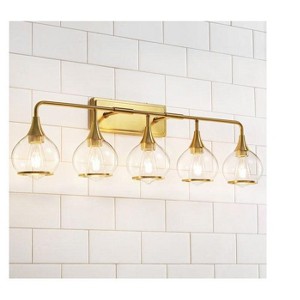 KAISITE 2 - Light Black and Gold Dimmable Bathroom Vanity Light with Globe Glass Shade - 1 of 4
