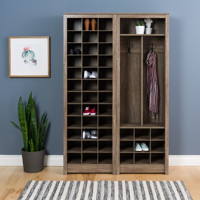 Drifted Gray 36-Pair Stackable Wood Shoe Rack