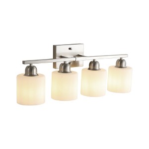 Maliang Silver Modern Vanity Light Over Mirror, Wall Sconces with Milky White Frosted Glass Shades, (Bulbs Not Included) - 1 of 4