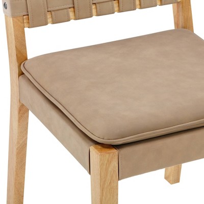 Cohen Natural Brown Faux Leather Upholstered Side Chair Set