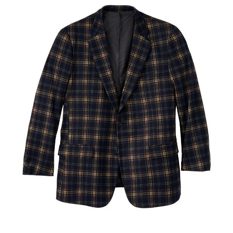 KingSize Ponte Stretch Knit Blazer - 52, Black Plaid