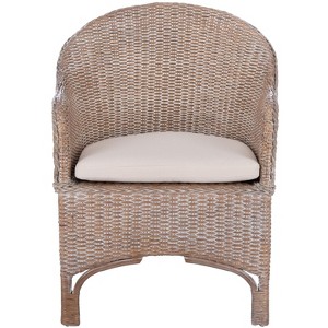Antonia Accent Chair W/ Cushion - ACH6504 - White/Grey White Wash - Safavieh - 1 of 4