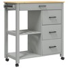 vidaXL Kitchen Trolley MONZA 33.1 in.x15.7 in.x35.4 in. Solid Wood Pine - 2 of 4