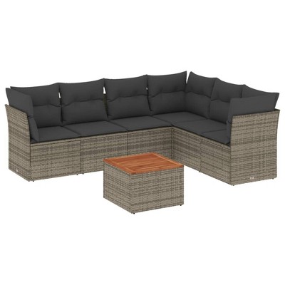 vidaXL Garden Sofa Set Grey, Brown and Dark Grey