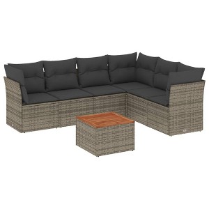 vidaXL Garden Sofa Set Grey, Brown and Dark Grey - 1 of 4