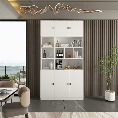 Famapy Combination Living Room Display Cabinet Tempered Glass Display Cabinet Storage Solutions