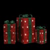 Northlight Set of 3 Lighted Tall Red Gift Boxes with Green Bows Christmas Outdoor Decorations 18" - 3 of 3