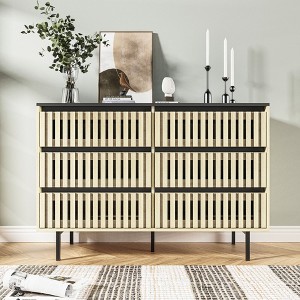 NicBex Natural Fluted Bedroom Dressers with Drawers,Wooden Dresser Chest,Chest of Drawers for Bedroom,Entryway - 1 of 4