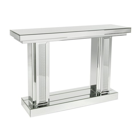 Glam Wood Console Table Silver Olivia, Silver Wood Console Table