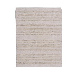 Knightsbridge Luscious Textured Striped All Season Soft Plush Cotton Reversible & Soft Bath Rug, Ivory - 1 of 3