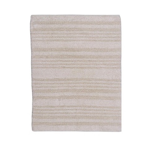 Knightsbridge Luscious Textured Striped All Season Soft Plush Cotton Reversible & Soft Bath Rug, Ivory - image 1 of 3