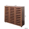 Homy Casa 5-Tier Shoe Storage Cabinet with Adjustable Shelves and Slatted Doors for Entryway, Walnut - 3 of 4