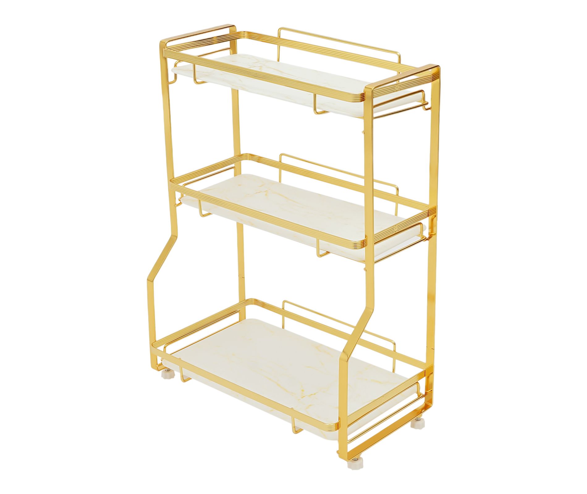 YIYIBYUS 3 Tier Bathroom Gold Vanity Countertop Organizer with Small Storage Basket
