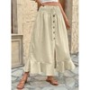 Coolmee Women's Summer Boho Long Skirts A-Line Flowy Ruffle Tiered Split Elastic High Waist Beach - 2 of 4