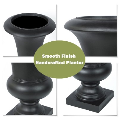 Elegant 25" Matte Black MgO Slim Urn Planter for Outdoor Elegance