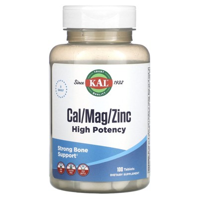 KAL Cal/Mag/Zinc, High Potency , 100 Tablets