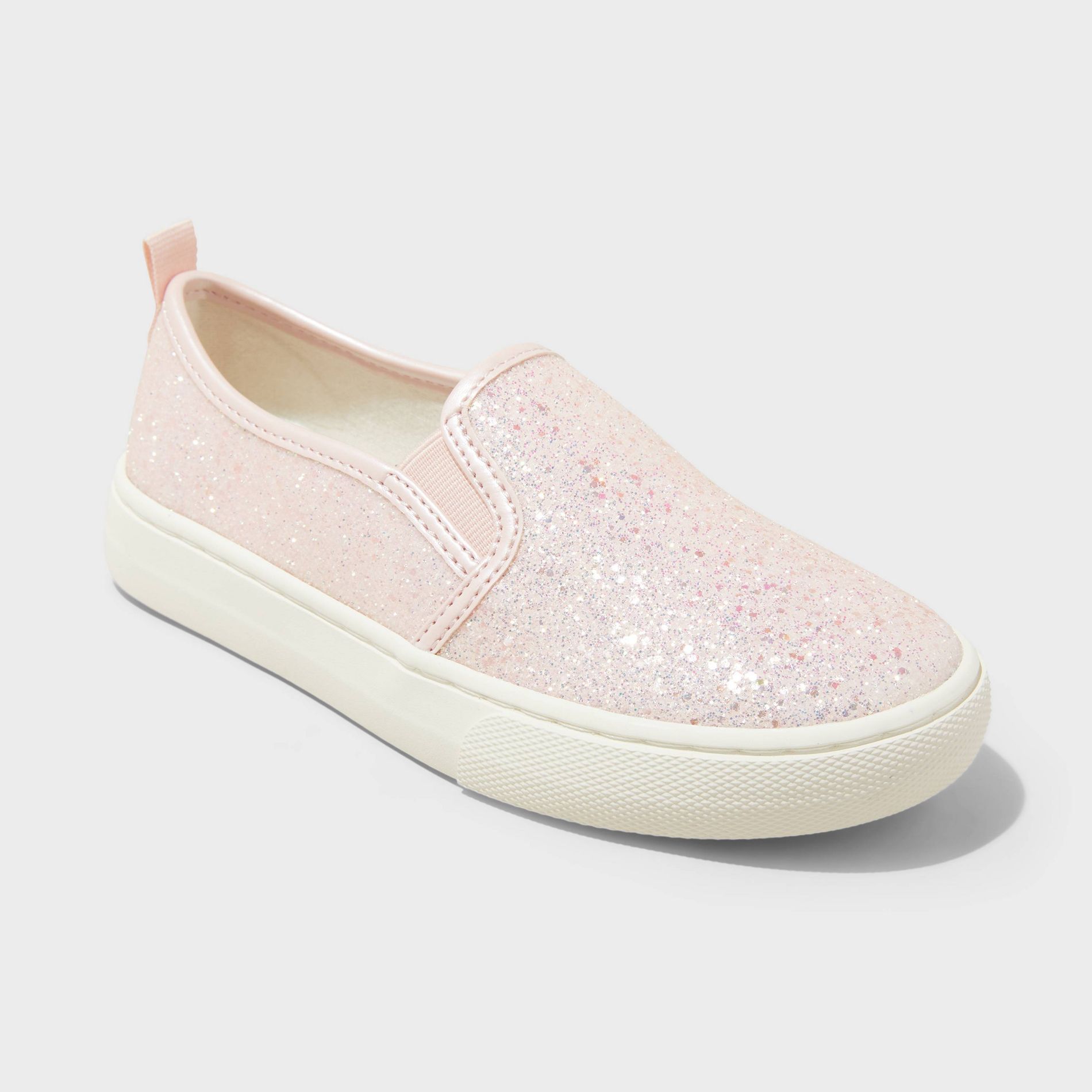 Girls' Charlotte Slip-On Sneakers - Cat & Jack™ Blush 4: Faux Leather, Non-Marking Sole, Closed Round Toe