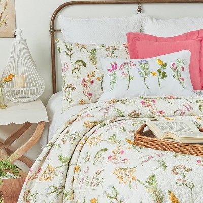 Genevieve White Cotton Twin Reversible Quilt Set
