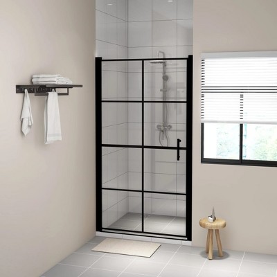 vidaXL Shower Doors Tempered Glass 39.4"x70.1" Black