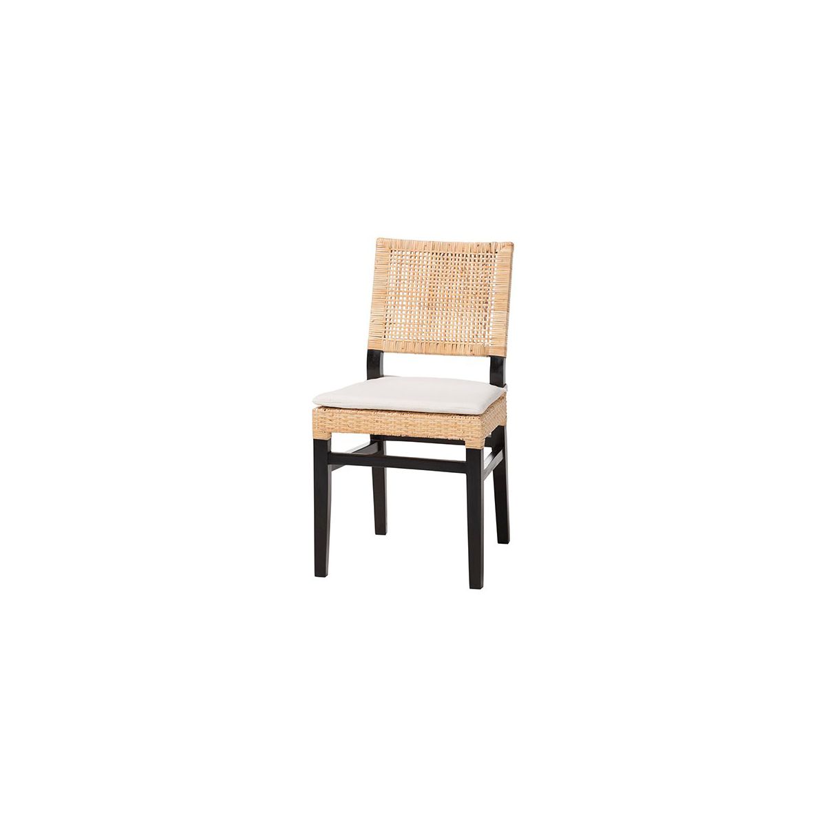 bali & pari,Lesia Rattan Dining Chair with Mahogany Frame and Cushion, Espresso