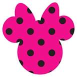 Disney Minnie Ears Small, Pink with black dots, Adhesive Printed Burlap, Pack of 6