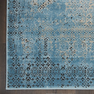 Blue 5' x 7' Stain-Resistant Synthetic Rectangular Area Rug