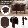 Vynxaria Vintage Round Coffee Table - 30.3" Mid-Century Modern Design with Hidden Storage - 3 of 4