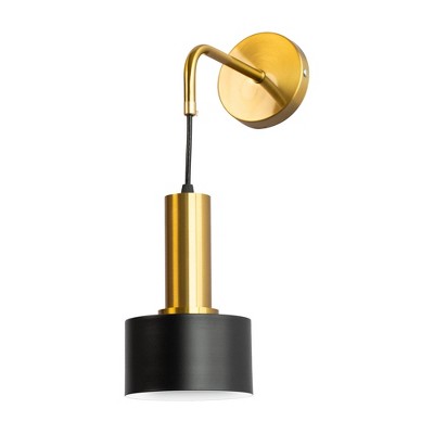 YANSUN 5 in. 1-Light Metal Black and Gold Wall Sconce Lighting, Modern Wall Light Fixture for Bedroom Bedside Black and Gold