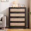 Zstar Modern Tall Rattan 4 Drawer Dresser or Living Room, Hallway, Entryway, Bedroom - 4 of 4