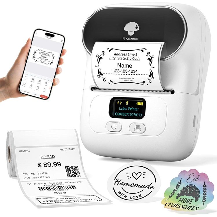 Phomemo M110 Portable Printer Label Maker for Product Label and Logo Sticker - White
