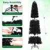 Pre-Lit Black Pencil Christmas Tree with 250 Color LED Lights, 6ft Hinged Slim Artificial Xmas Tree with 571 Branch Tips - 3 of 4