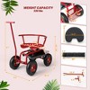 Costway Rolling Garden Cart Outdoor Gardening Workseat withAdjustable Height &Tool Storage Green/Blue/Red - 3 of 4