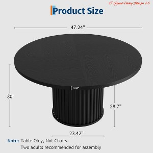 47" Round Dining Table for 4-6 – Industrial Kitchen Table with Sturdy Waveform Metal Pedestal Base - 1 of 4