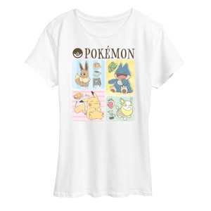 Women's - Pokémon - Café Eevee Pikachu Yamper Snorlax Grid Short Sleeve Graphic T-Shirt - 1 of 4