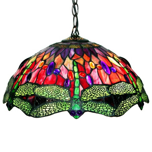 Tiffany Style Stained Glass Dragonfly Ceiling Lamp