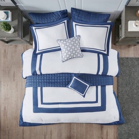 King Eliot 8pc Jacquard Comforter Set - Navy : Target