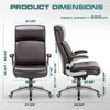 High Back Big and Tall Office Chair 300lbs, Ergonomic Leather Desk Chair with Flip-Up Lumbar, Padded Arms, Upgraded Casters, Thick Cushion - Brown - 2 of 4