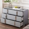 Modern Dresser With 6 Drawers, Wide Chest Of Drawers With Metal Mirrored Handle Legs, Storage Organizer Cabinet For Closet Living Room Bedroom - 2 of 4