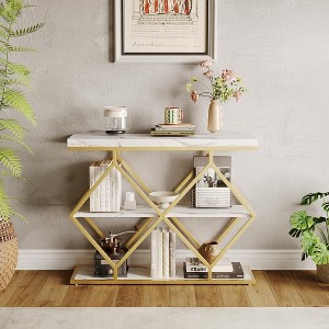 3-Tier Entryway Table, Industrial Console Sofa Table with Storage, Accent Table with Open Shelves - 1 of 4