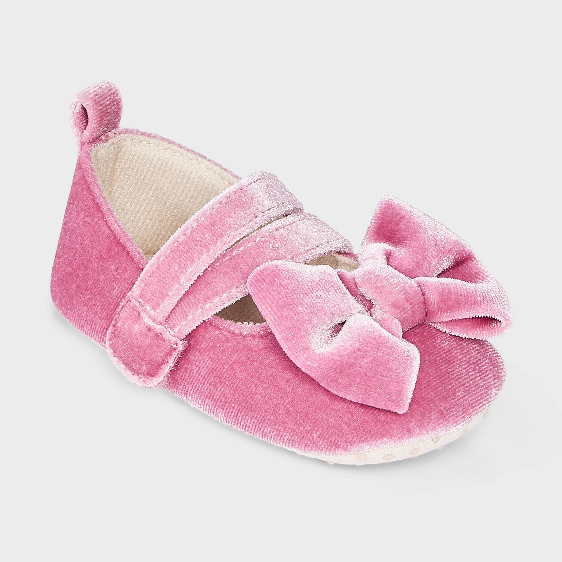 Baby Girls' Velvet Bow Ballet Flats - Cloud Island™ Pink