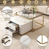 28"W Square Nesting Coffee Table Cocktail Table Center Table with Drawers and Electroplated Gold Legs-ModernLuxe - 4 of 4